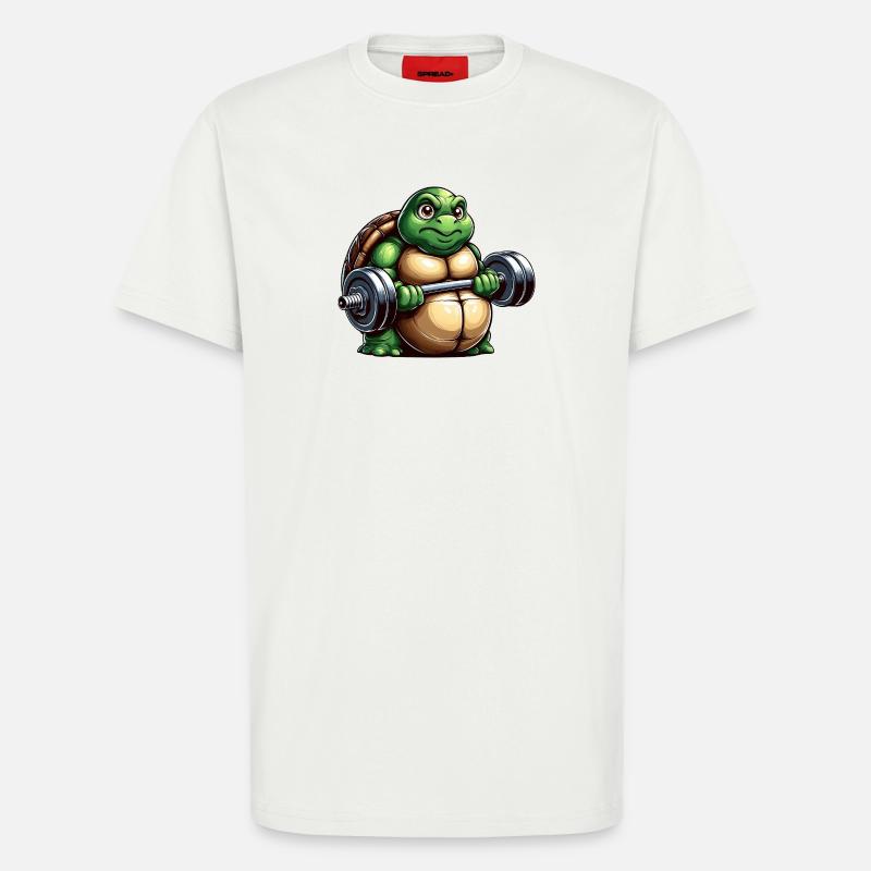 Grim Turtle Dumbbell Training Workout - T-Shirt - made by SPREAD - OFF WHITE
