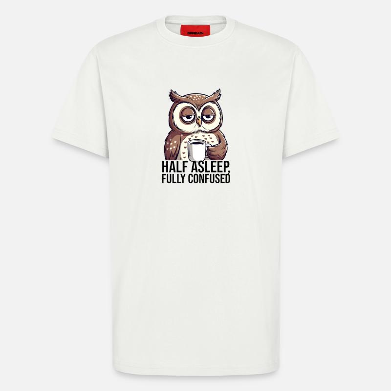 Kaffee Eule im Morgenrausch - T-Shirt - made by SPREAD - OFF WHITE