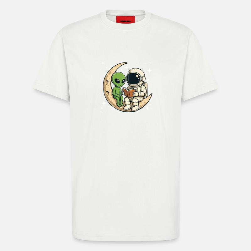 Astronaut Alien Space Book Lover lesen - T-Shirt - made by SPREAD - OFF WHITE