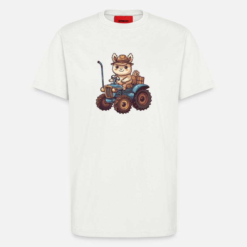 Alpaka Llama Traktor Farmer - T-Shirt - made by SPREAD - OFF WHITE