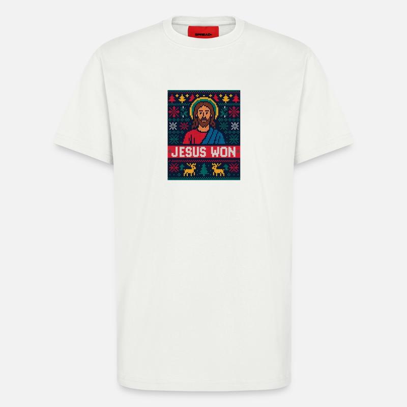 Jesus Won Pixel Weihnachtschristlicher Glaube - T-Shirt - made by SPREAD - OFF WHITE