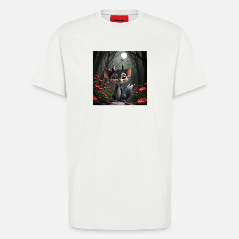 Kätzchen mit Hörnern im Mondwald - T-Shirt - made by SPREAD - OFF WHITE