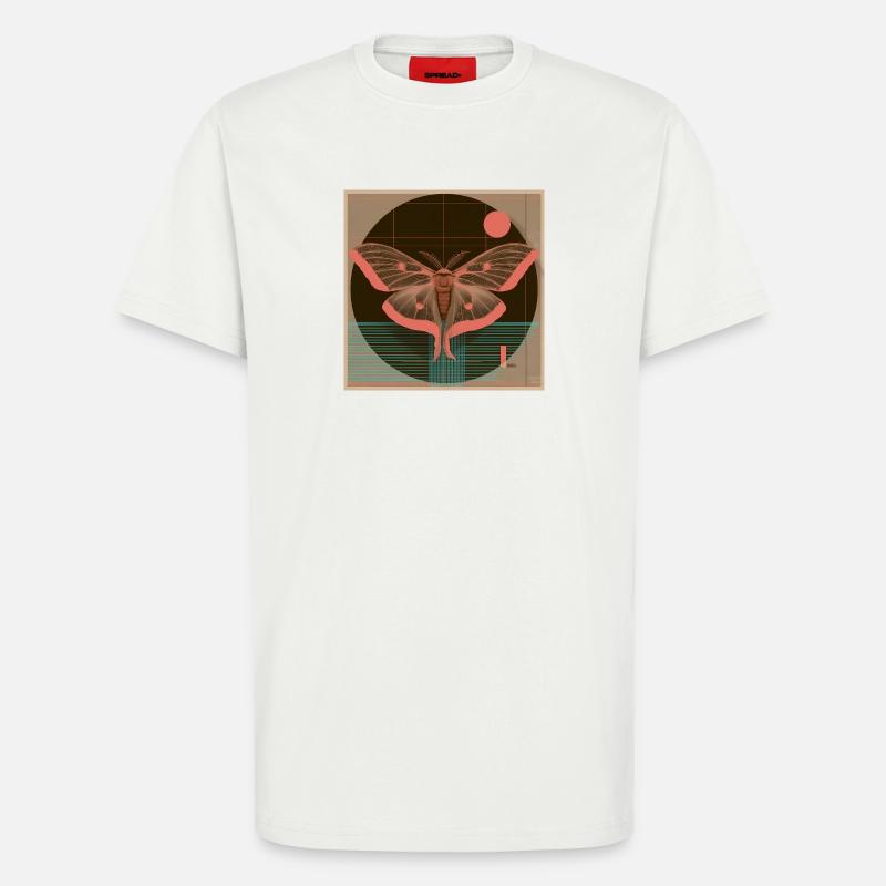 Luna Moth – Rétro Geometry Moth Design - T-shirt bio décontracté fabriqué en UE - OFF WHITE
