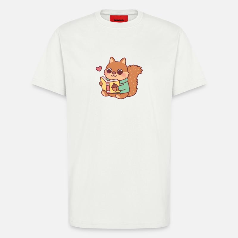 Niedliches Eichhörnchen liest ein Buch - T-Shirt - made by SPREAD - OFF WHITE