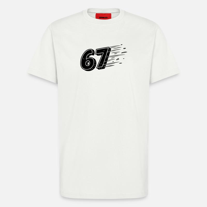 67 Meme Speedlines – Fast Comic Number - T-Shirt - made by SPREAD - OFF WHITE