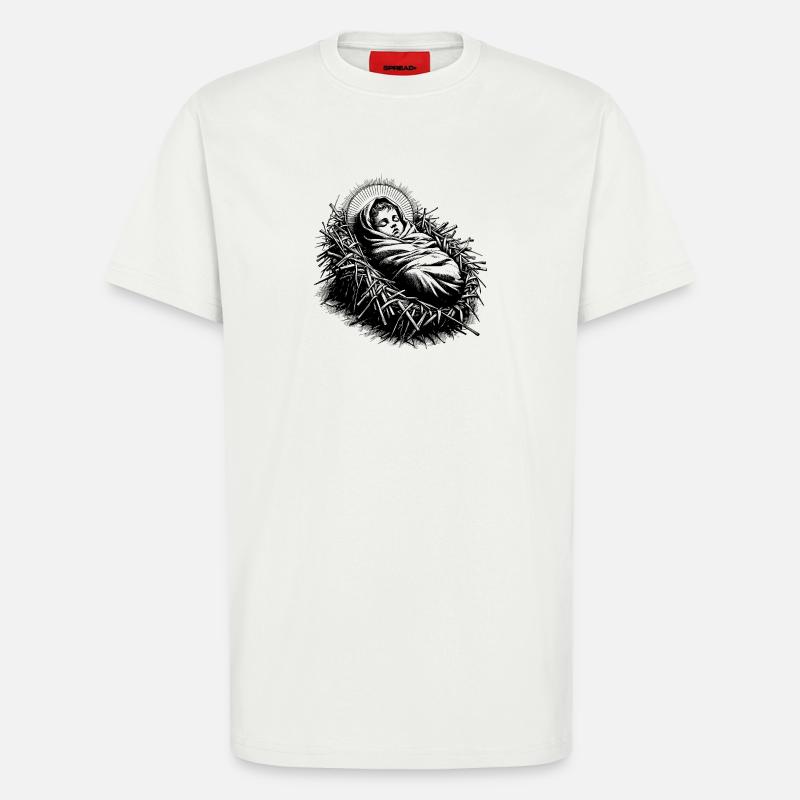 Jesuskind, geboren in der Weihnachtskrippe - T-Shirt - made by SPREAD - OFF WHITE