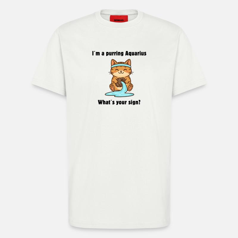 Süße Wassermann Katze – Sternzeichen mit Herz - T-Shirt - made by SPREAD - OFF WHITE