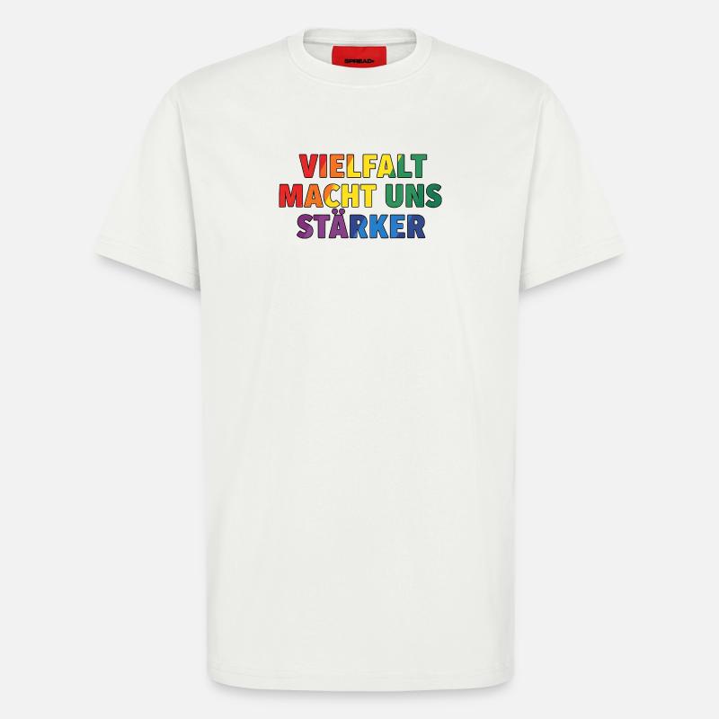 Diversity makes us stronger – Regenbogen Design - T-Shirt - made by SPREAD - OFF WHITE