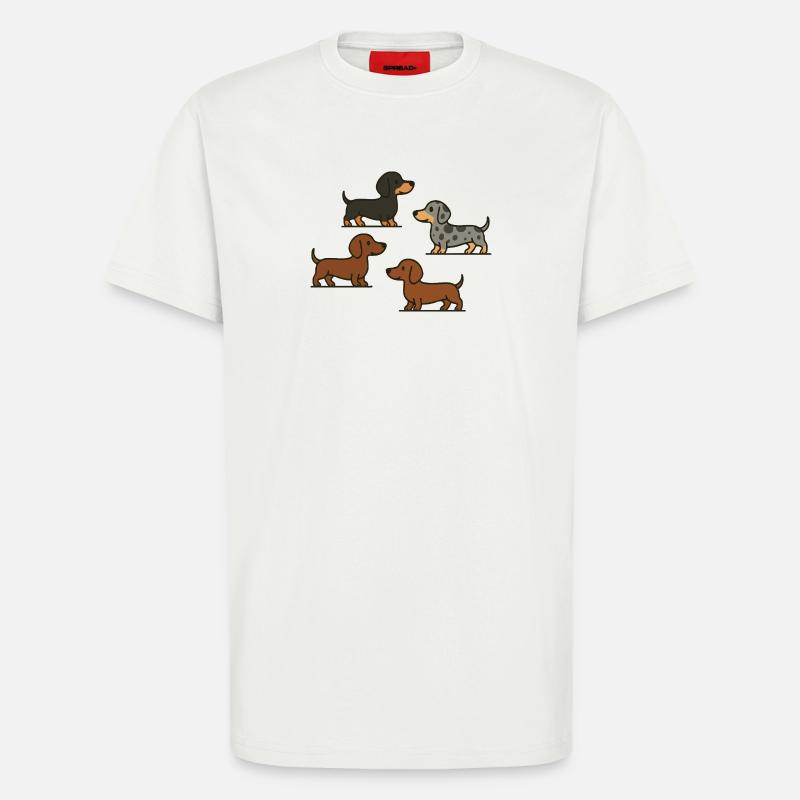 Quatuor teckel : Spotted & Solid - T-shirt bio décontracté fabriqué en UE - OFF WHITE