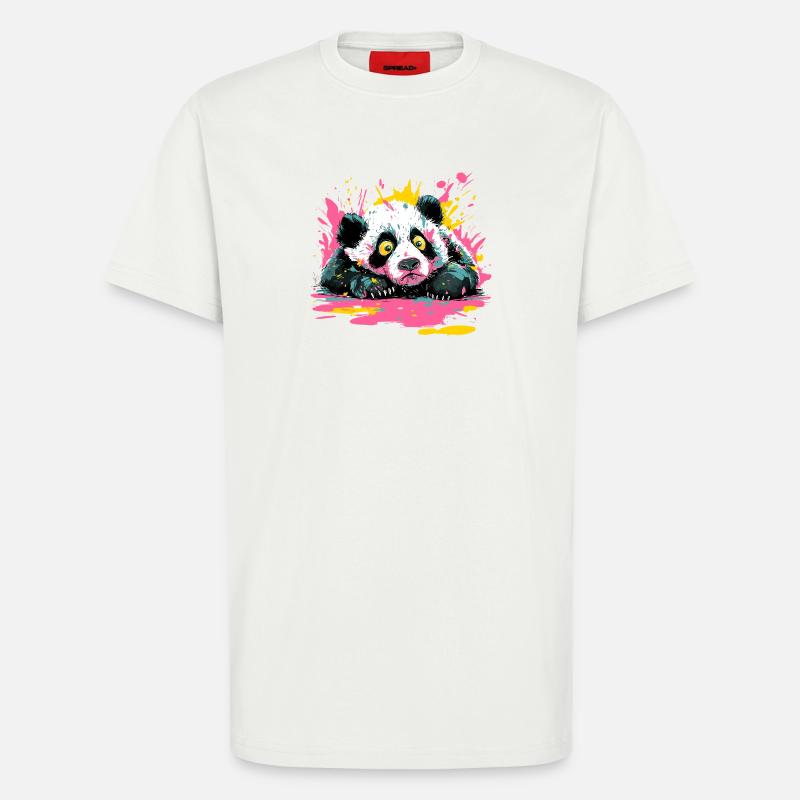 Panda Splash Pop-Art Farbspritzer - T-Shirt - made by SPREAD - OFF WHITE