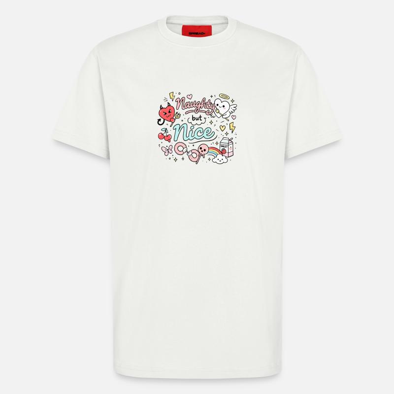 Naughty But Nice Freches Doodle Statement - T-Shirt - made by SPREAD - OFF WHITE
