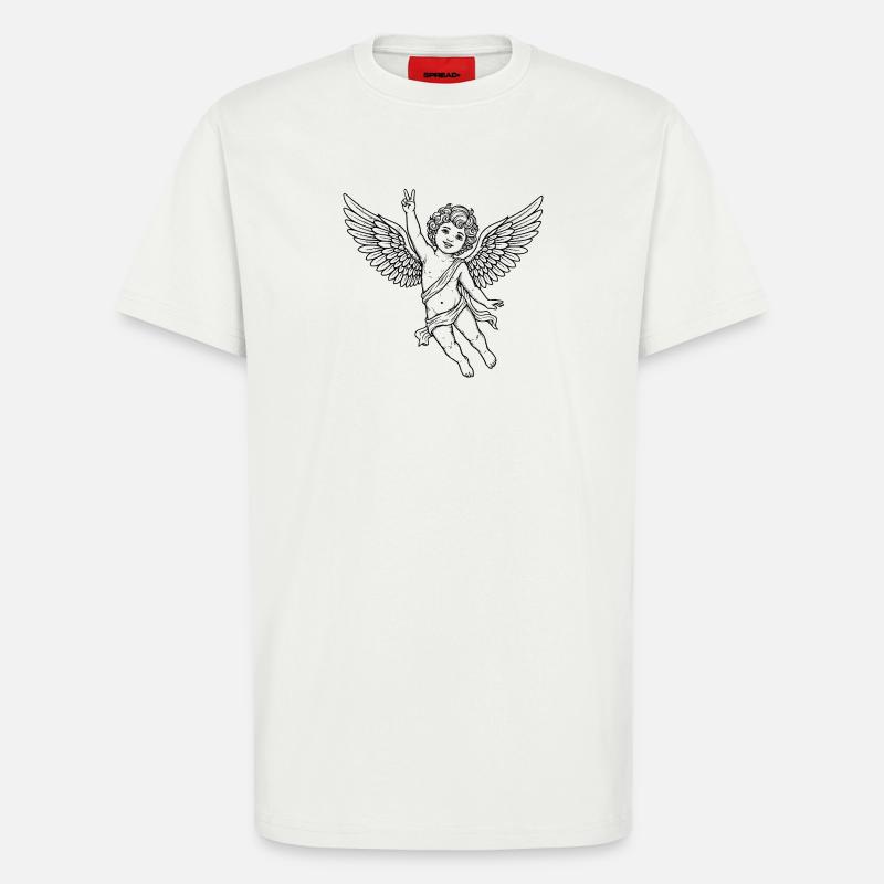 Fröhlicher Friedens-Engel mit Peace-Zeichen - T-Shirt - made by SPREAD - OFF WHITE