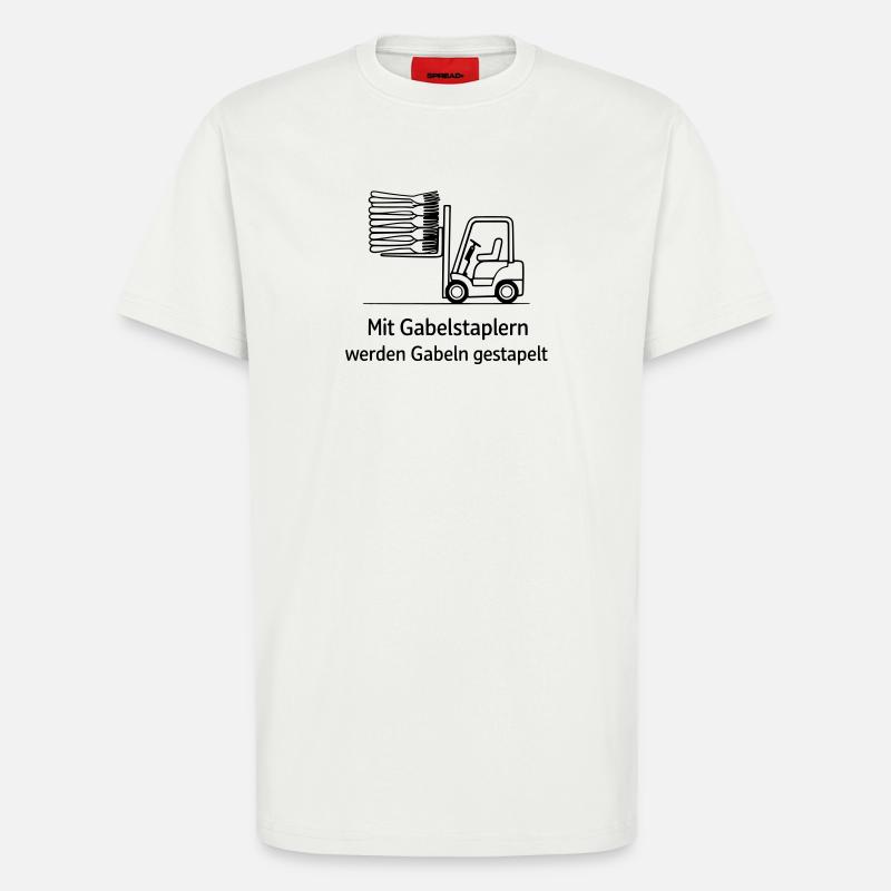 forklift pun fork stacking - T-Shirt - made by SPREAD - OFF WHITE