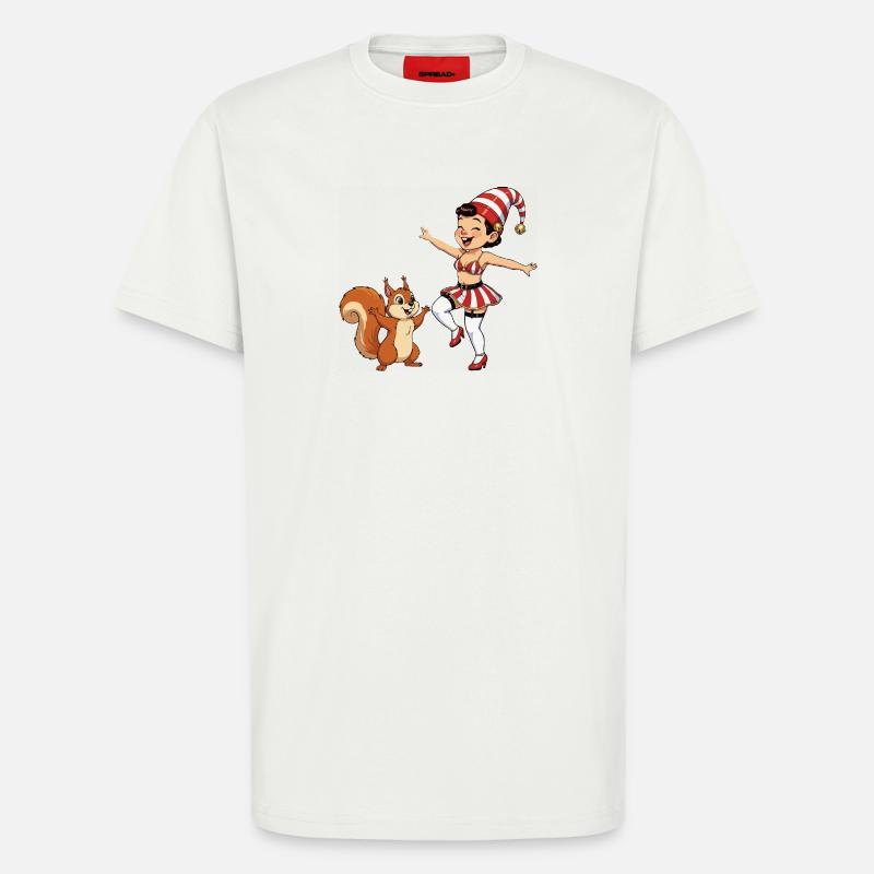 Leprechaun-Mädchen mit Eichhörnchen - T-Shirt - made by SPREAD - OFF WHITE