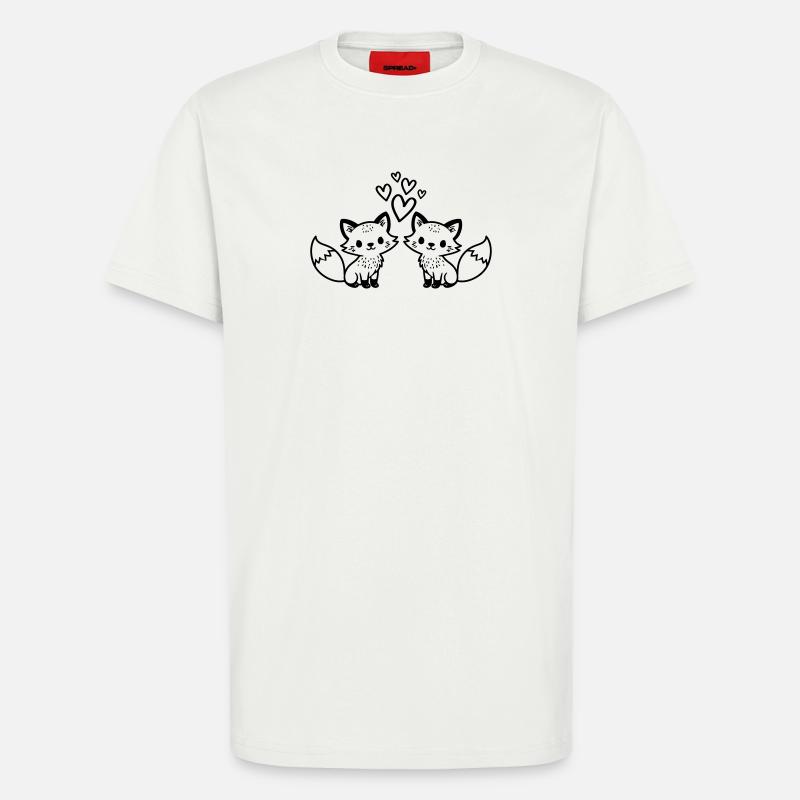 Fuchs Paar Herzen Liebe - T-Shirt - made by SPREAD - OFF WHITE