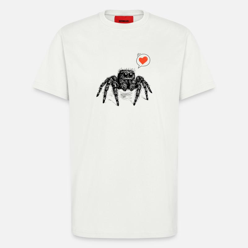 Araignée sauteuse avec le cœur - T-shirt bio décontracté fabriqué en UE - OFF WHITE
