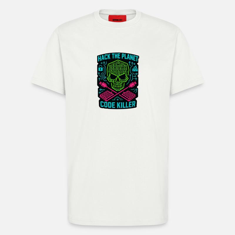 Hack the Planet Code Killer - Cybersécurité - T-shirt bio décontracté fabriqué en UE - OFF WHITE