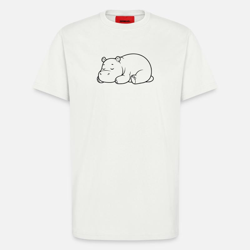 Schlafendes Nilpferd Müde Outline - T-Shirt - made by SPREAD - OFF WHITE