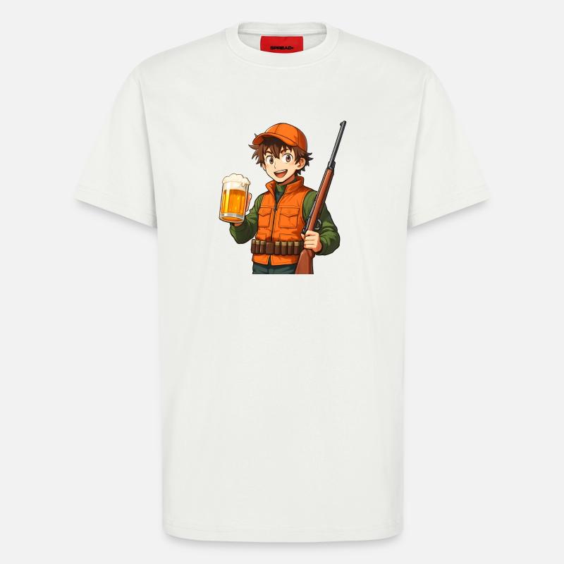 Jägerheld mit Bier und Flinte - T-Shirt - made by SPREAD - OFF WHITE