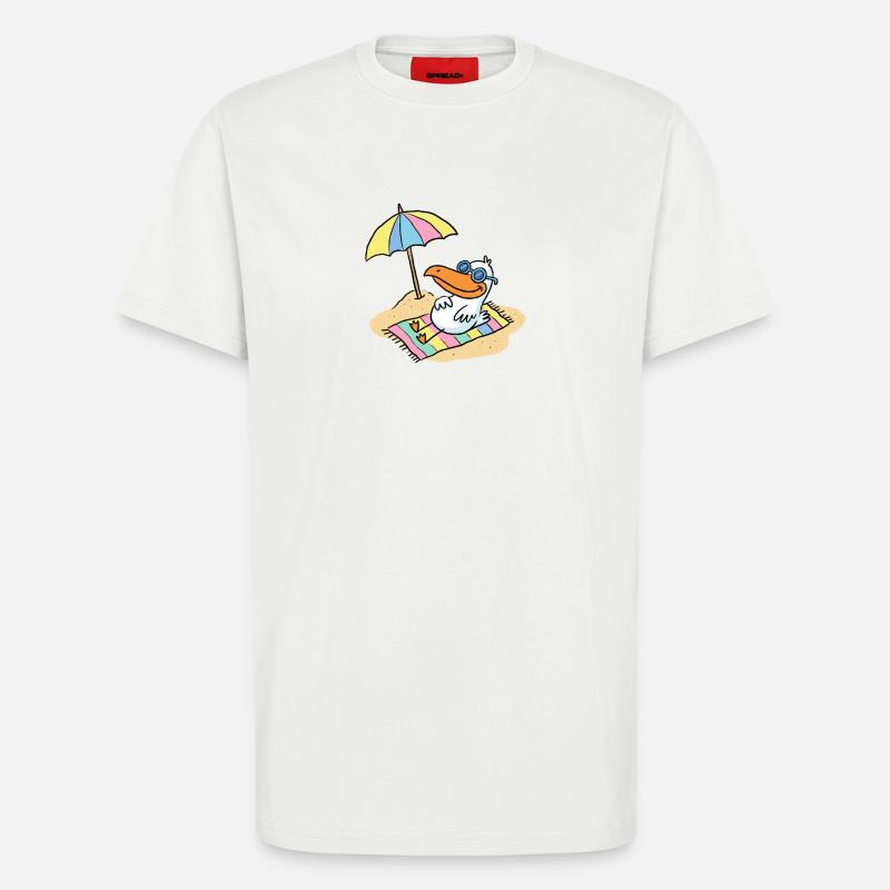 Sonnenvogel am Strand mit Schirm - T-Shirt - made by SPREAD - OFF WHITE
