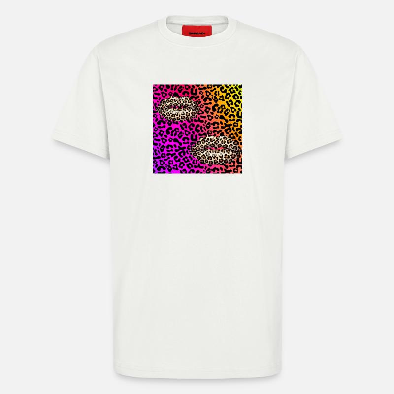 Leopard Lips on Neon Gradient - T-Shirt - made by SPREAD - OFF WHITE