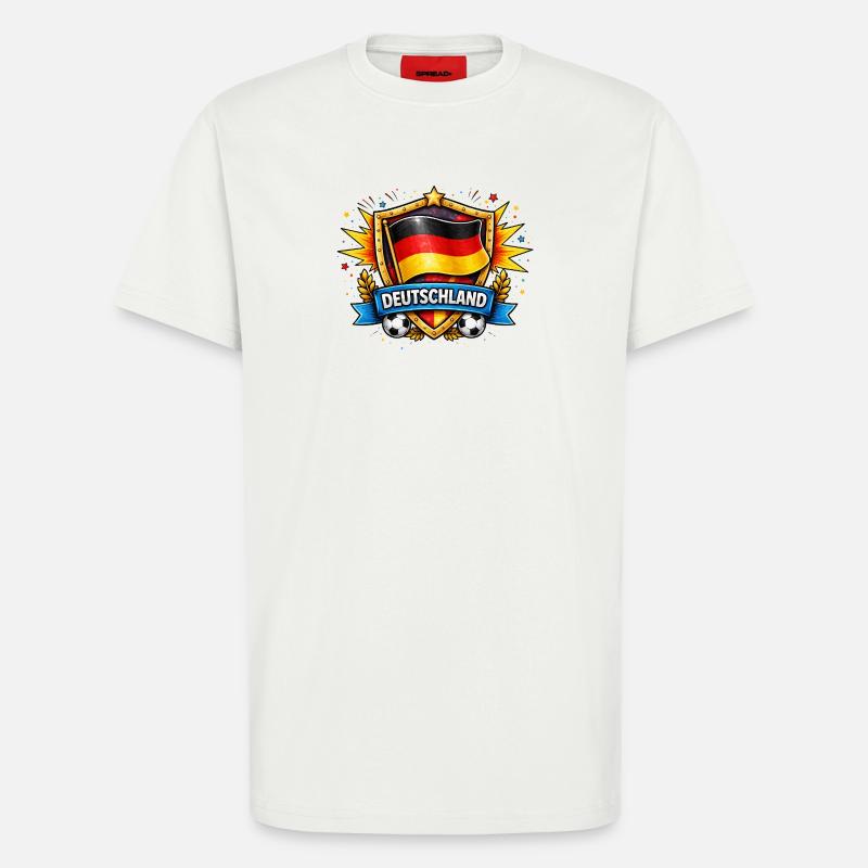 Conception du football du bouclier d’Allemagne - T-shirt bio décontracté fabriqué en UE - OFF WHITE