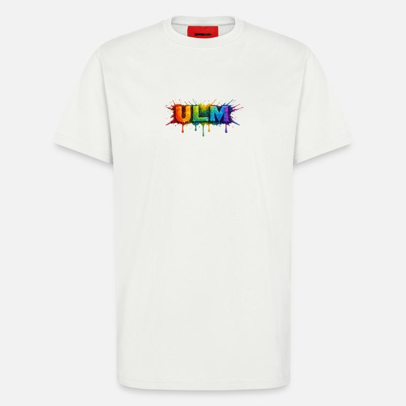 Regenbogenfarben ULM Schriftzug - T-Shirt - made by SPREAD - OFF WHITE