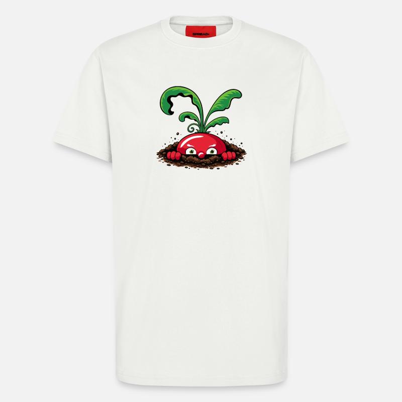 Neugieriges Radieschen aus der Erde  - T-Shirt - made by SPREAD - OFF WHITE