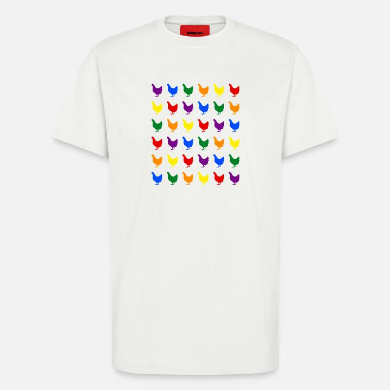 Regenbogen Hühner - T-Shirt - made by SPREAD - OFF WHITE