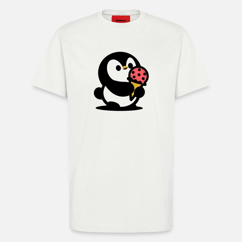 Petit manchot avec de la glace - T-shirt bio décontracté fabriqué en UE - OFF WHITE
