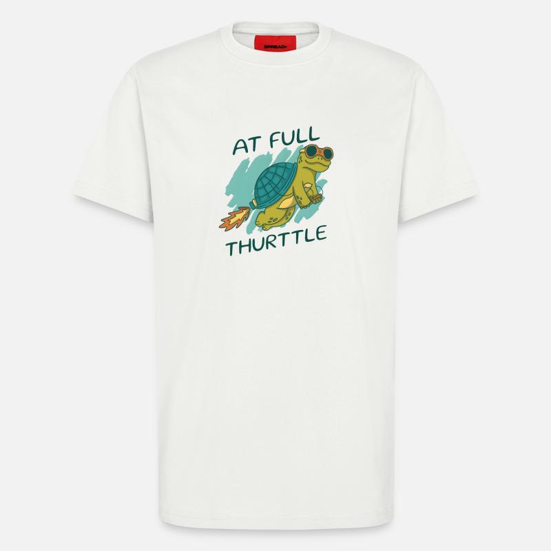 At Full Thurttle – Funny Rocket Turtle - T-Shirt - made by SPREAD - OFF WHITE