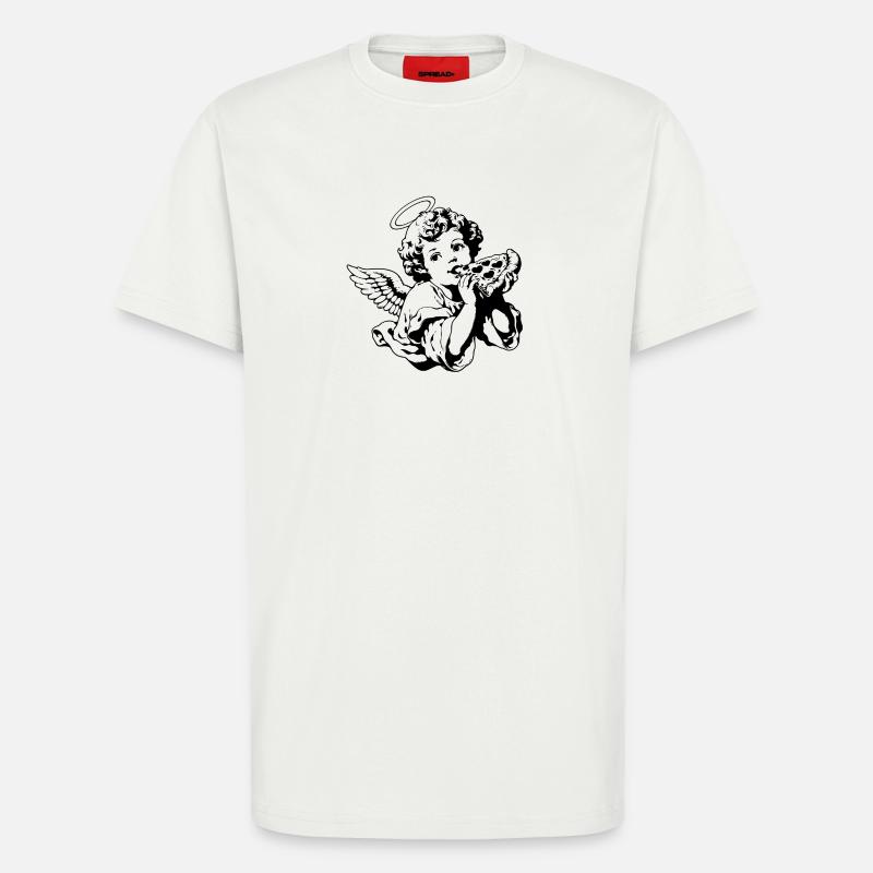 Pizza Engel – Cherub mit Pizzastück - T-Shirt - made by SPREAD - OFF WHITE