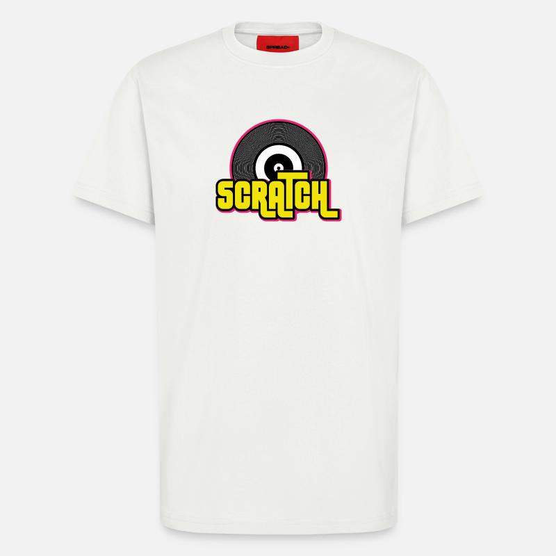 Graphique de disque vinyle Scratch DJ - T-shirt bio décontracté fabriqué en UE - OFF WHITE