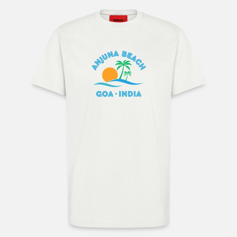 Plage d’Anjuna Goa Coucher de soleil - T-shirt bio décontracté fabriqué en UE - OFF WHITE