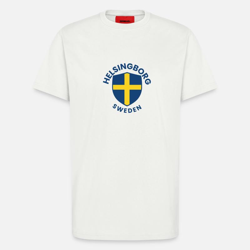 Blason de l’écu de Helsingborg - T-shirt bio décontracté fabriqué en UE - OFF WHITE