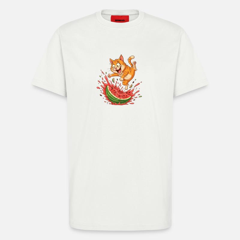 Fritzers de pastèque d’été Chats - T-shirt bio décontracté fabriqué en UE - OFF WHITE