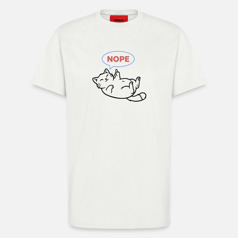 Lachende Katze Nope Mittelfinger - T-Shirt - made by SPREAD - OFF WHITE