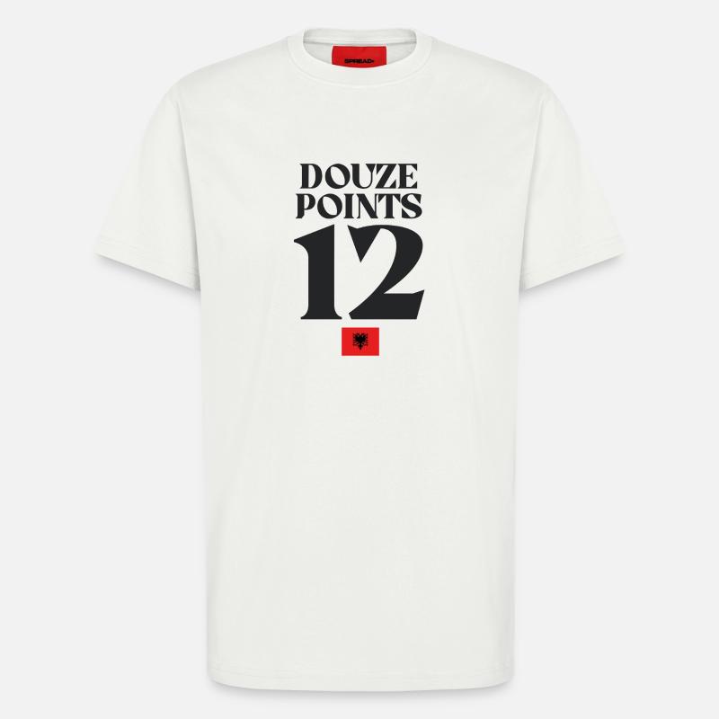 Doze Points 12 Drapeau albanais Eurovision - T-shirt bio décontracté fabriqué en UE - OFF WHITE