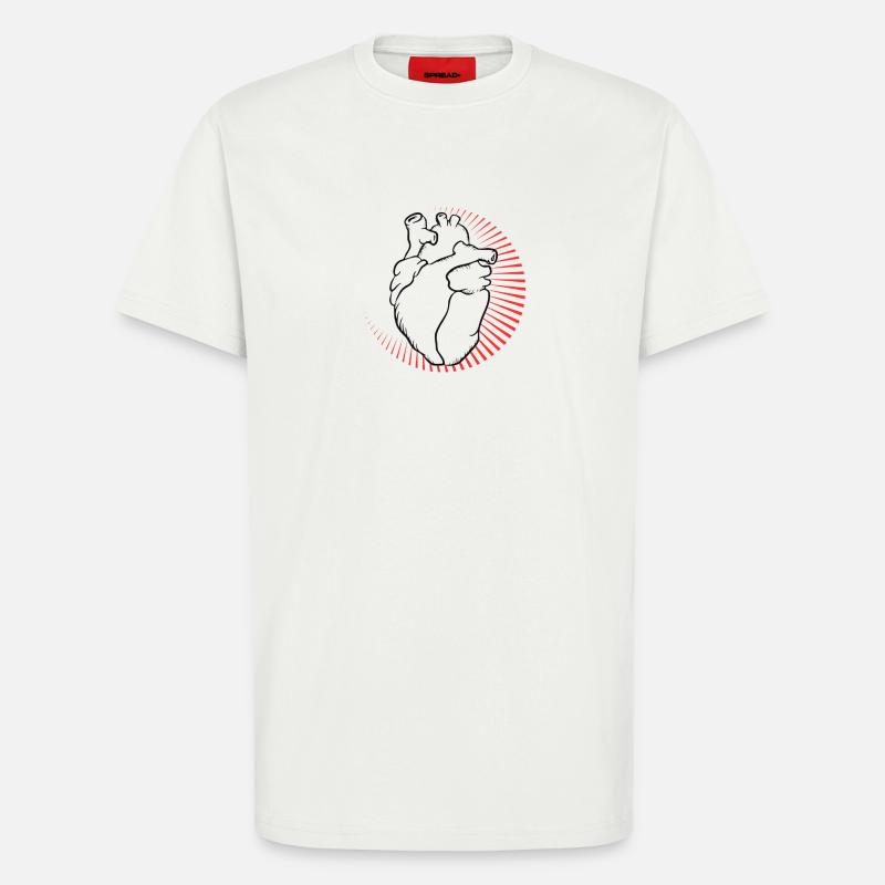Anatomisches Herz mit rotem Strahlenkranz - T-Shirt - made by SPREAD - OFF WHITE