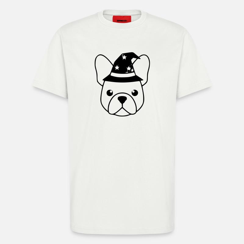 Frenchie Zauberer Hut Outline - T-Shirt - made by SPREAD - OFF WHITE
