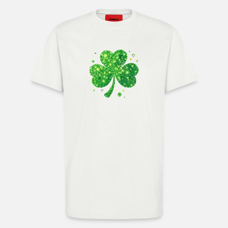 Fête de la Saint-Patrick Trèfle Lucky - T-shirt bio décontracté fabriqué en UE - OFF WHITE