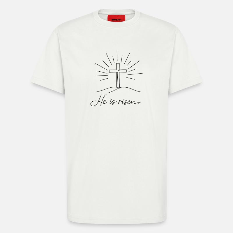 Crucifix He is Risen Easter Jesus - T-Shirt - made by SPREAD - OFF WHITE