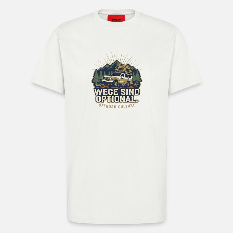 Offroad Spruch - Wege Sind Optional Retro - T-Shirt - made by SPREAD - OFF WHITE