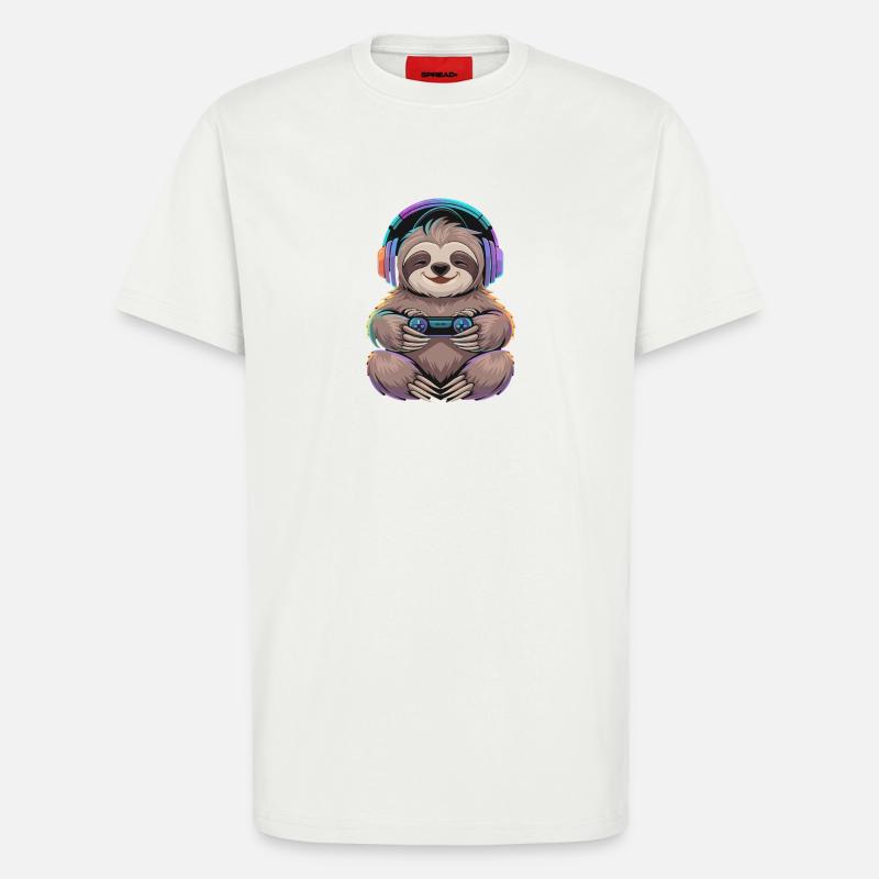  Faultier Gamer Mit Controller Und Bunter - T-Shirt - made by SPREAD - OFF WHITE