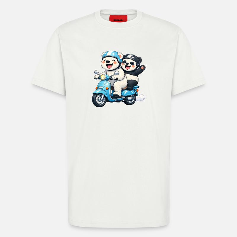 Eisbär und Pandabär auf einem Roller - T-Shirt - made by SPREAD - OFF WHITE
