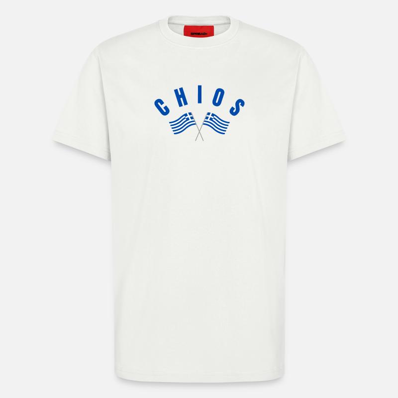 Chios-kreuzte griechische Flaggen - T-Shirt - made by SPREAD - OFF WHITE