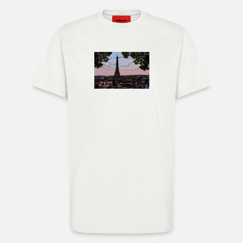 Paris Abendstimmung am Eiffelturm - T-Shirt - made by SPREAD - OFF WHITE