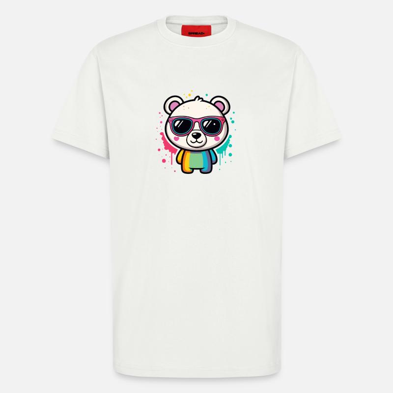 Rainbow Panda Glasses - T-Shirt - made by SPREAD - OFF WHITE