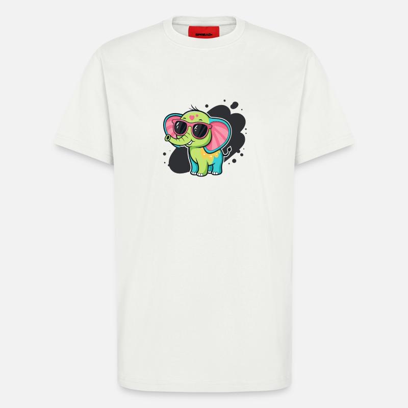 Bunter Elefant mit rosa Brille - T-Shirt - made by SPREAD - OFF WHITE