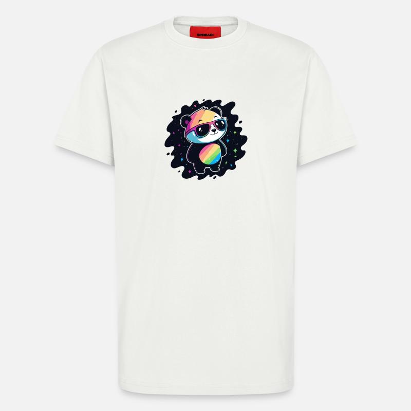 Panda Rainbow Galaxy Coole Brillen - T-Shirt - made by SPREAD - OFF WHITE